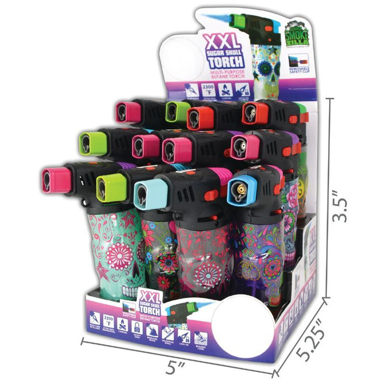 Smokezilla - XXL Sugar Skull Torch - 12 Counts Per Display