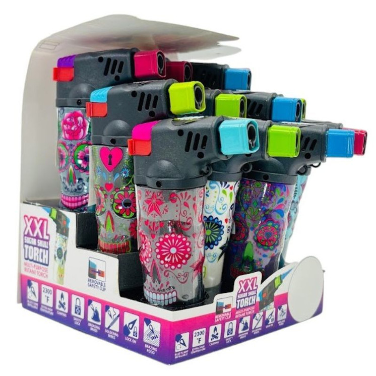 Smokezilla - XXL Sugar Skull Torch - 12 Counts Per Display