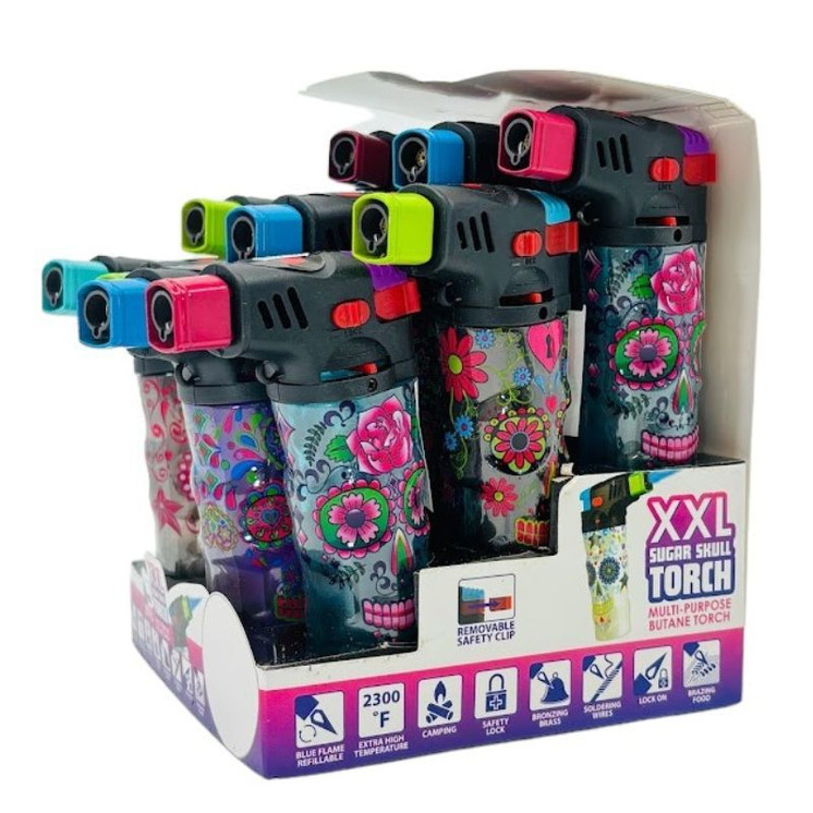 Smokezilla - XXL Sugar Skull Torch - 12 Counts Per Display
