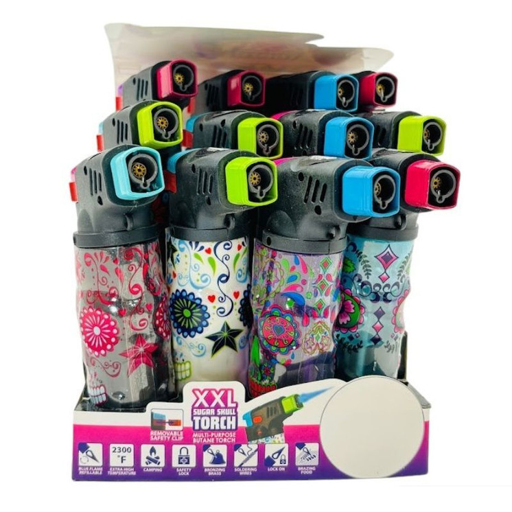 Smokezilla - XXL Sugar Skull Torch - 12 Counts Per Display