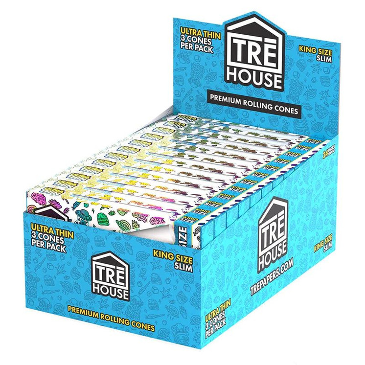 Tre House - Premium Rolling Cones - King Size Slim - 3 Cones Per Pack - 24 Packs Per Box-ULTRA THIN