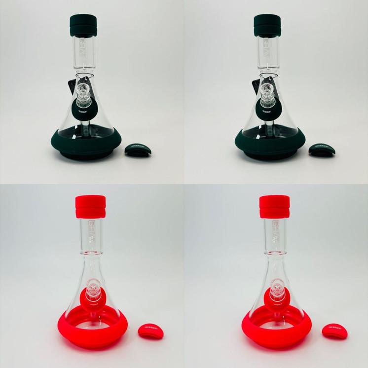 Grav - Deco Beaker Waterpipe With Silicone Accents Clear - 38db.0 