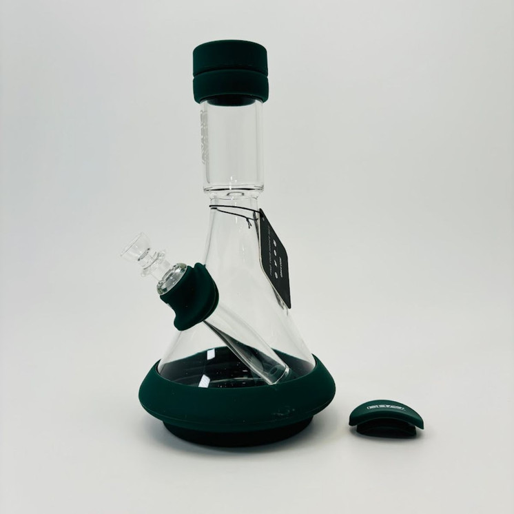Grav - Deco Beaker Waterpipe With Silicone Accents Clear - 38db.0 -Dark Teal