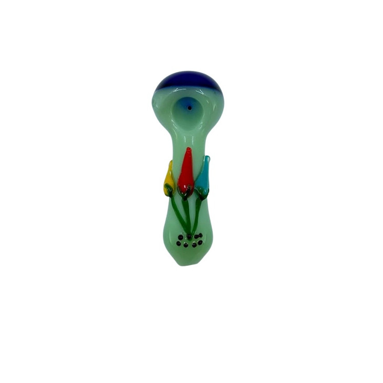  4.5 Inches - Handpipe With Chili and Slime Color Head 