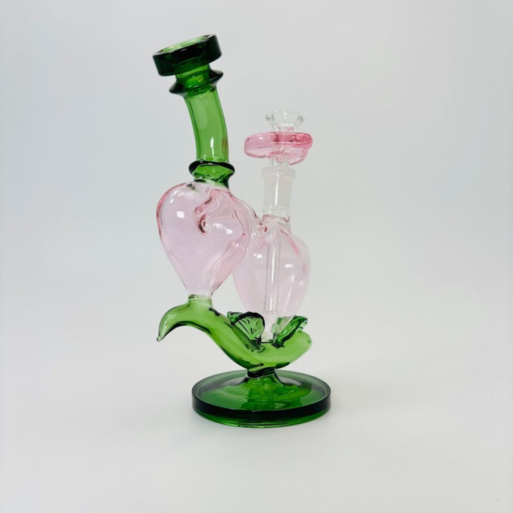 Recycler Waterpipe With Double Heart Love - 8 Inches