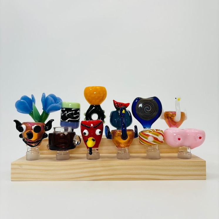 10 Inches - Wood With Bowl - Assorted - 12 Counts Per Display