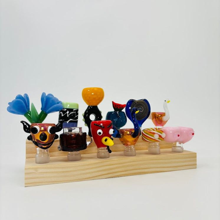 10 Inches - Wood With Bowl - Assorted - 12 Counts Per Display