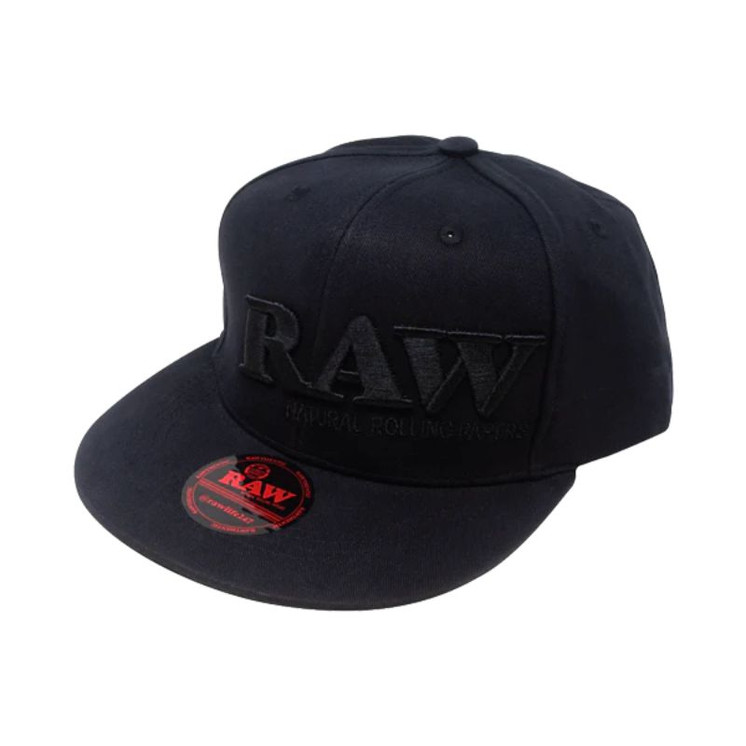 Raw - Poker Hat Black on Black Flat Brim Flex Fit Hat - Small or Medium Size