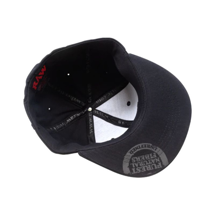 Raw - Poker Hat Black on Black Flat Brim Flex Fit Hat - Small or Medium Size
