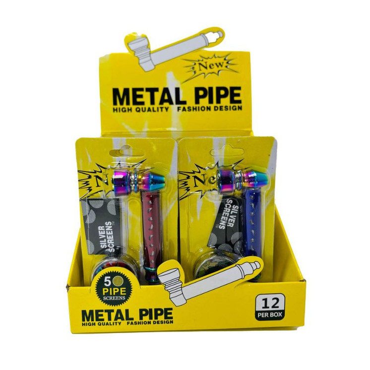 High Quality - Metal Pipe With Grinder and Screen - 12 Counts Per Display 