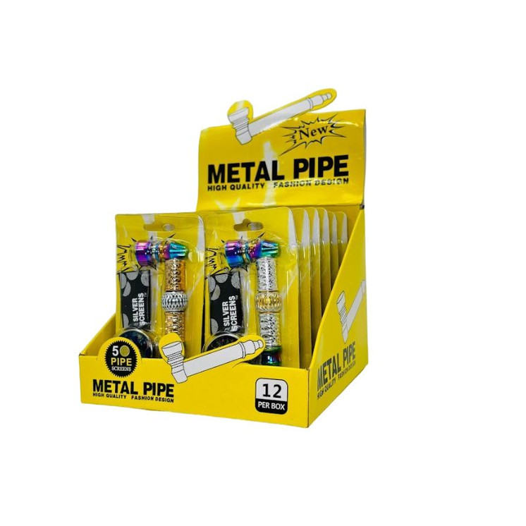 High Quality - Metal Pipe With Grinder and Screen - 12 Counts Per Display 