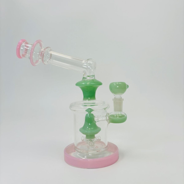 9 Inches - Waterpipe With Bell Showerhead Perc - RH-168-Pink Green