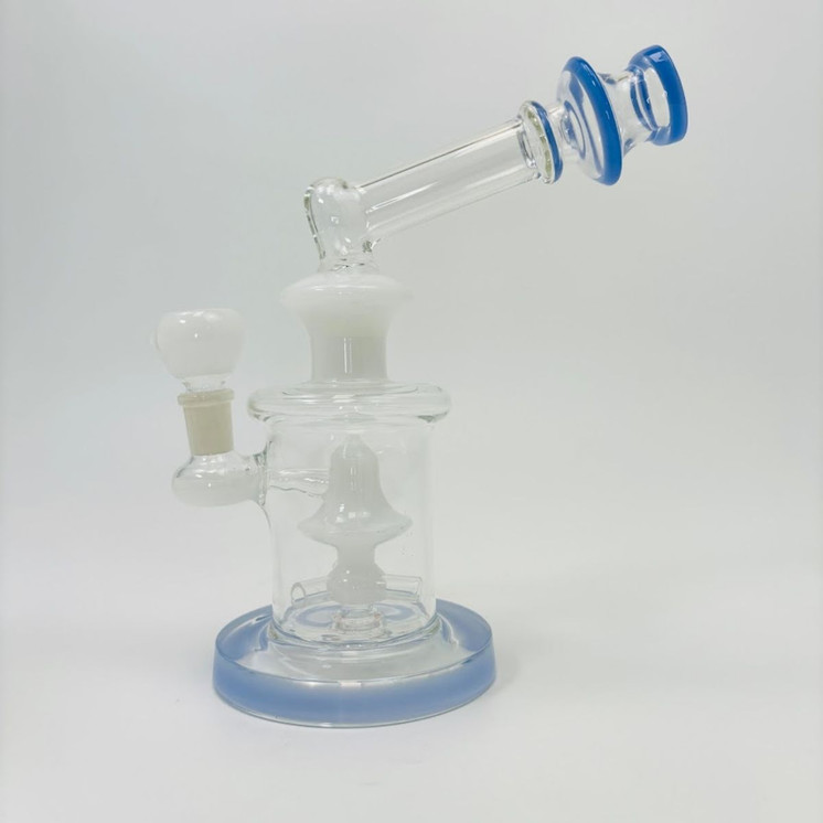 9 Inches - Waterpipe With Bell Showerhead Perc - RH-168-BLUE WHITE