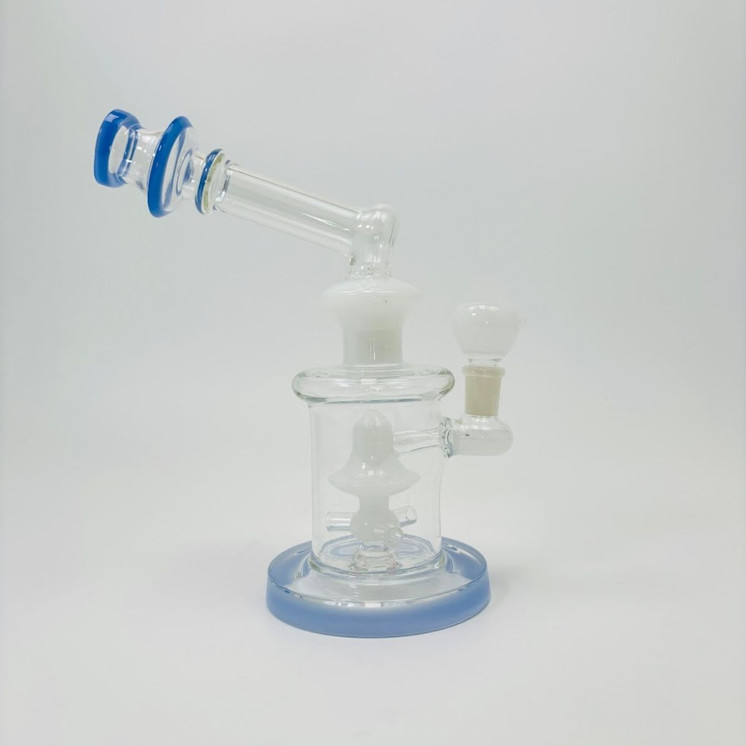 9 Inches - Waterpipe With Bell Showerhead Perc - RH-168-BLUE WHITE