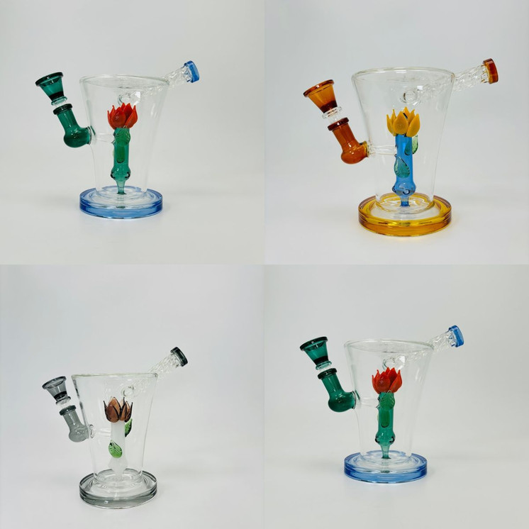 8 Inches - Waterpipe Swirl Mouthpiece With Flower Shower Perc - 45 Degree - RH-160