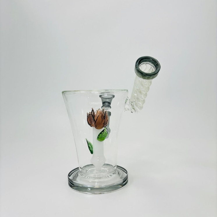 8 Inches - Waterpipe Swirl Mouthpiece With Flower Shower Perc - 45 Degree - RH-160-BLACK