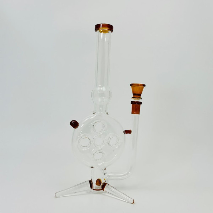 13.5-Inches-Waterpipe-Recycler Swiss Cheese-(RH-163)-Amber