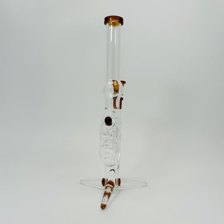 13.5-Inches-Waterpipe-Recycler Swiss Cheese-(RH-163)-Amber