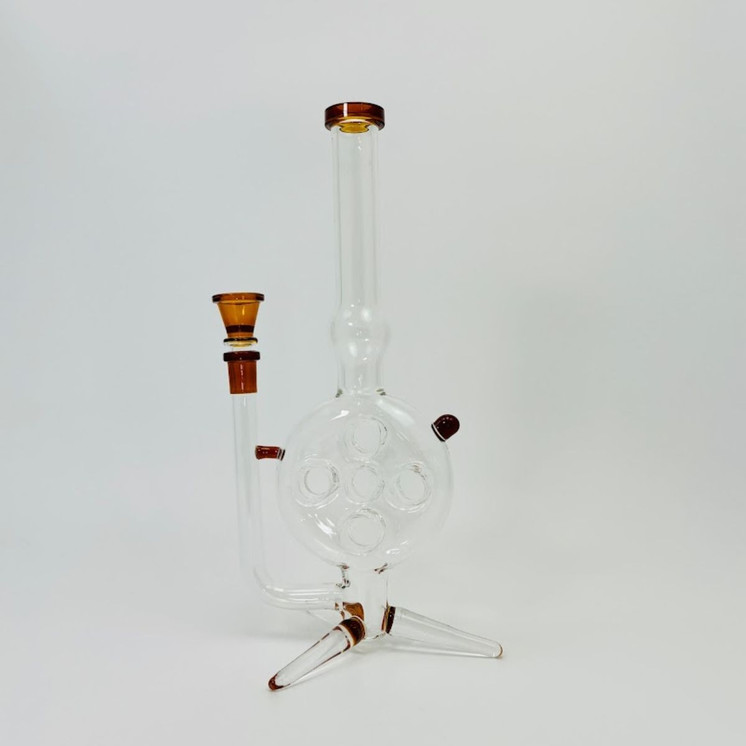 13.5-Inches-Waterpipe-Recycler Swiss Cheese-(RH-163)-Amber