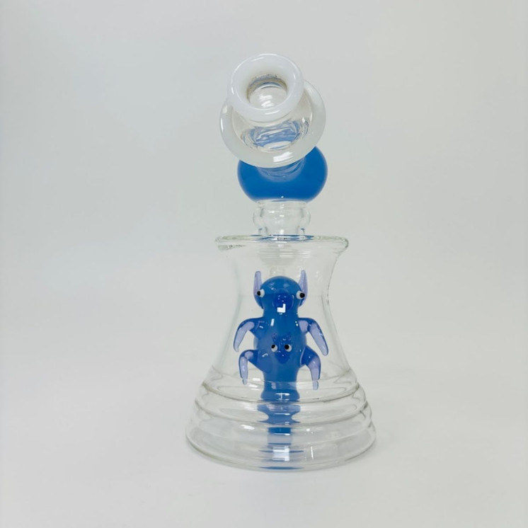 8.5 Inches - Waterpipe Snowman With Animal Shower Perc - RH-193-BLUE WHITE