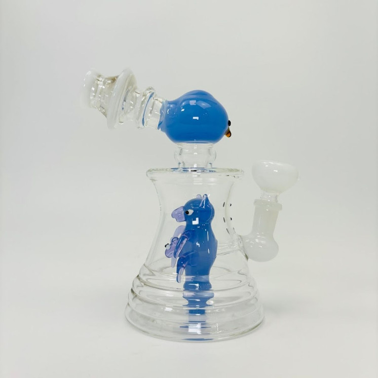 8.5 Inches - Waterpipe Snowman With Animal Shower Perc - RH-193-BLUE WHITE