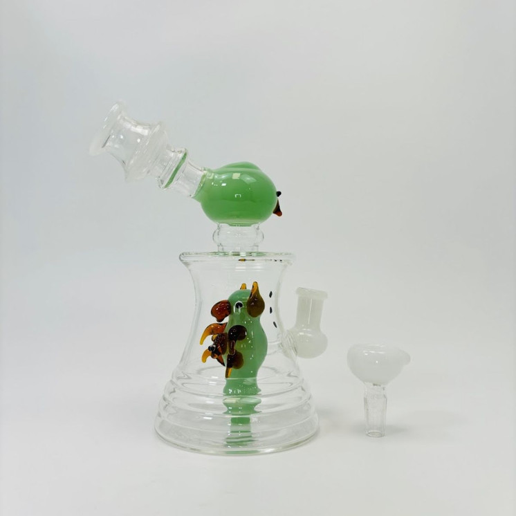 8.5 Inches - Waterpipe Snowman With Animal Shower Perc - RH-193-GREEN WHITE