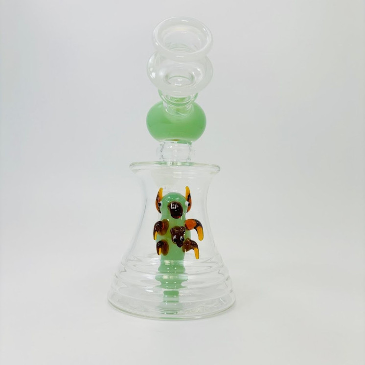 8.5 Inches - Waterpipe Snowman With Animal Shower Perc - RH-193-GREEN WHITE
