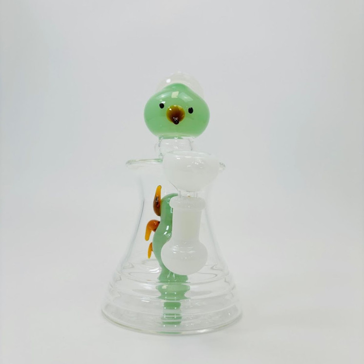 8.5 Inches - Waterpipe Snowman With Animal Shower Perc - RH-193-GREEN WHITE