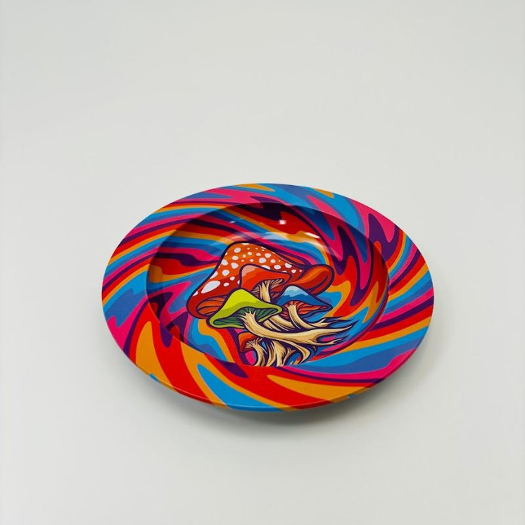 Rolling Tray - Round Small- MUSHROOM/SWIRL TIN 3309