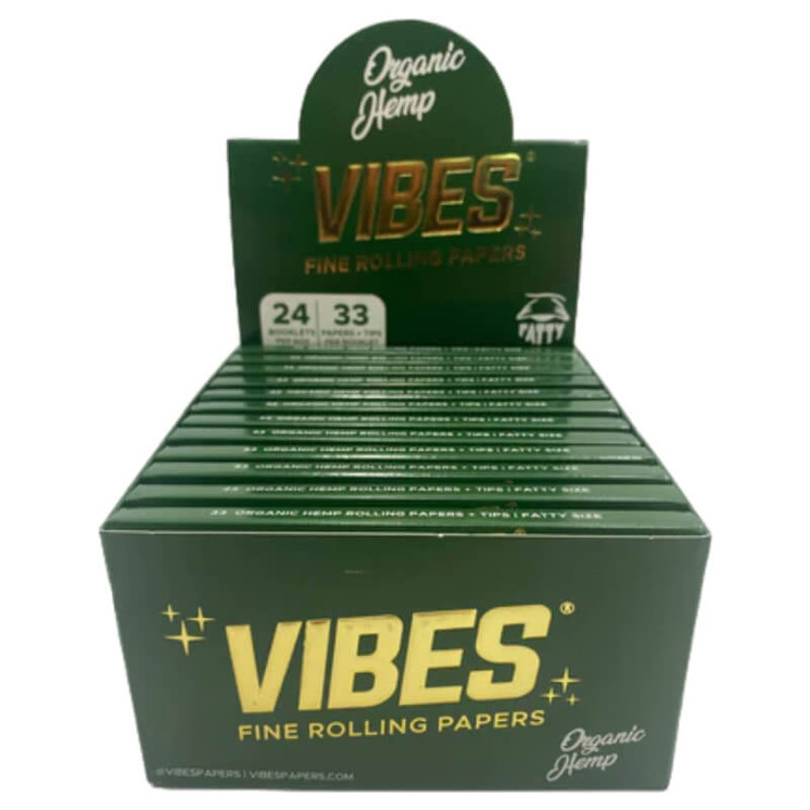 Vibes - Papers With King Size Tips - 33 Per Pack - 24 Pack Per Box-Organic Hemp