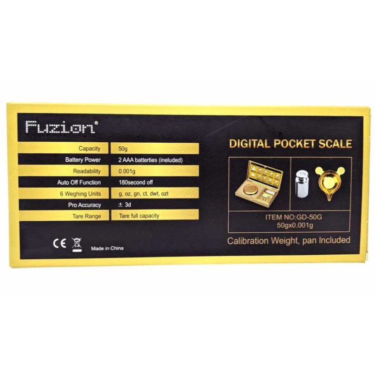 Fuzion - Scale Digital Pocket - 50 Grams x 0.001 Gram - Gold
