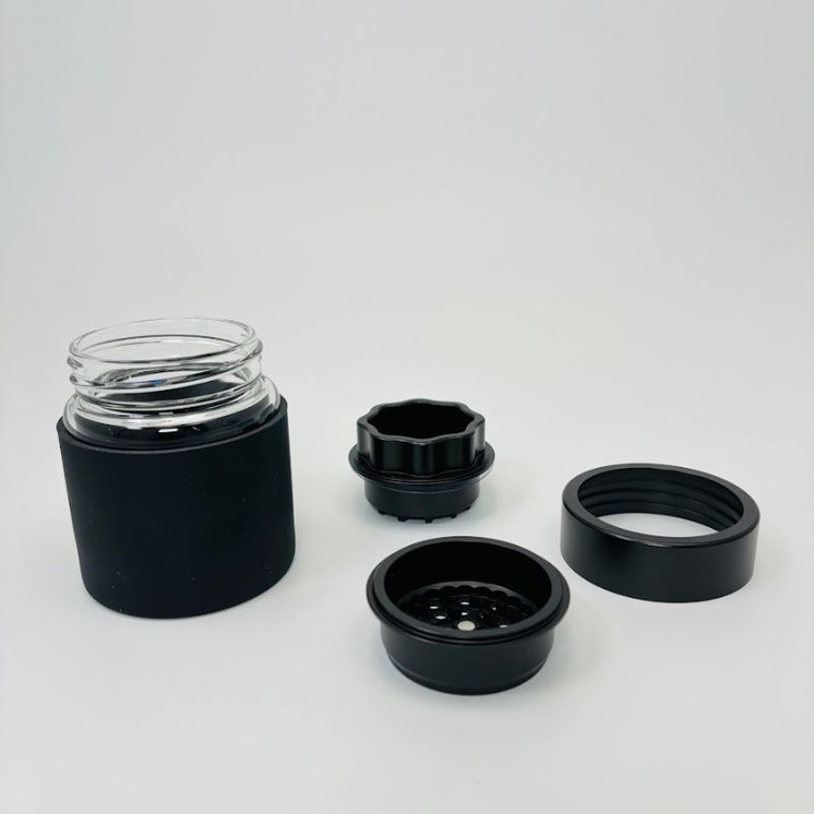 Aluminum Grinder With 100mm Glass Jar - 339 Grams -Black