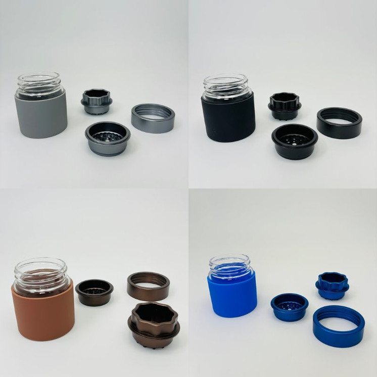 Aluminum Grinder With 97mm Glass Jar - 256 Grams -(JC9074)