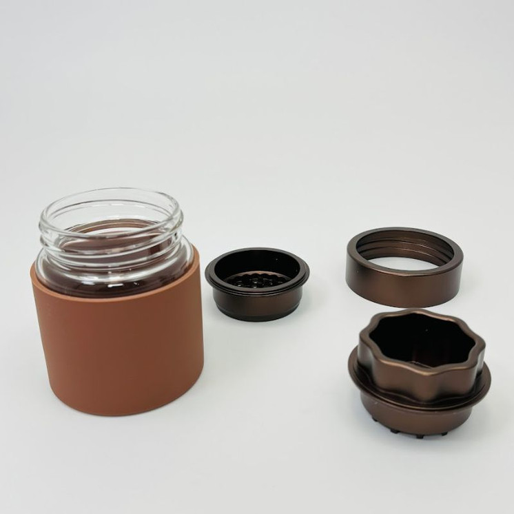 Aluminum Grinder With 97mm Glass Jar - 256 Grams -(JC9074)-Brown