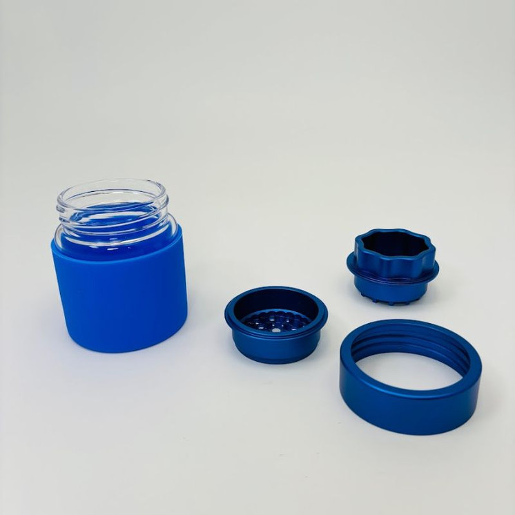 Aluminum Grinder With 97mm Glass Jar - 256 Grams -(JC9074)-Blue