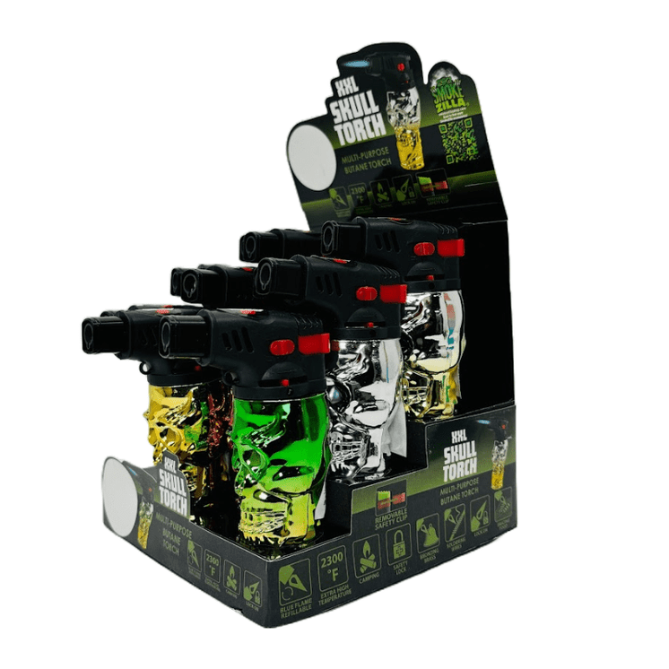 Smokezilla - 3d Skull Torch - 12 Per Display (23481)