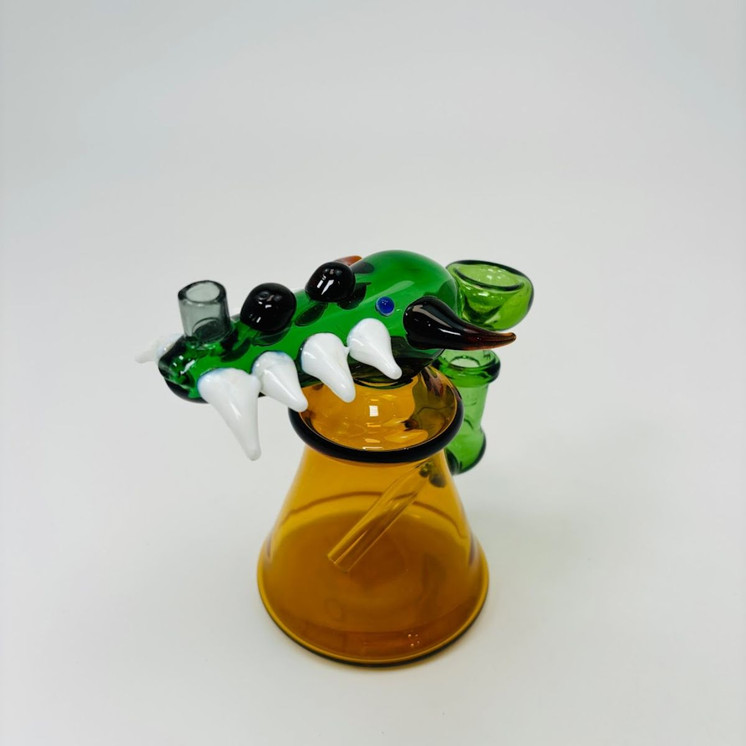 Horn With Bell-base Waterpipe - 6 Inches - (RHB-21)-GREEN YELLOW