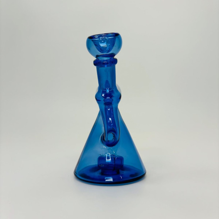 Pyramid Body With Telescope Perc Waterpipe - 6 Inches - (RH-178)-BLUE PURPLE