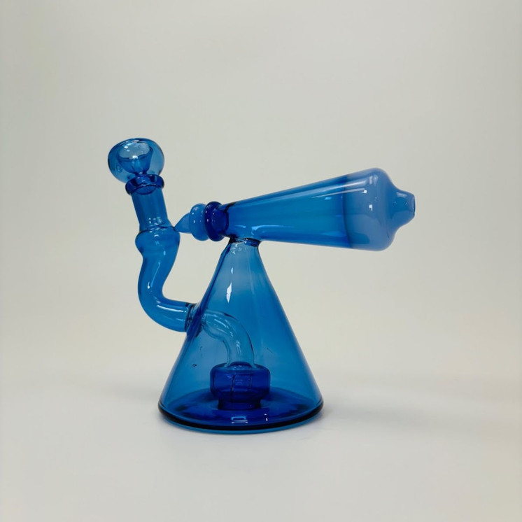 Pyramid Body With Telescope Perc Waterpipe - 6 Inches - (RH-178)-BLUE PURPLE