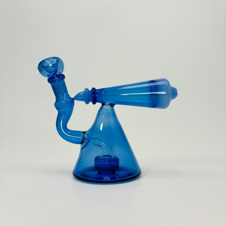 Pyramid Body With Telescope Perc Waterpipe - 6 Inches - (RH-178)-BLUE PURPLE