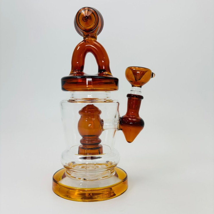 Telescope Style Waterpipe With Shower Perc - 10.5 Inches - (RH-172)-AMBER