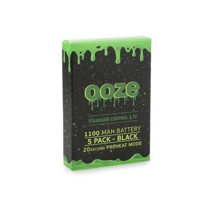 Ooze - 1100 Mah Battery 3.3v - 4.8v With 20 Second Preheat Mode - Pack Of 5