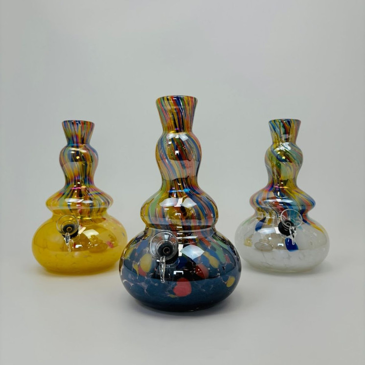 8 Inches - Soft Glass Waterpipe - Assorted Color- GR-Y-35