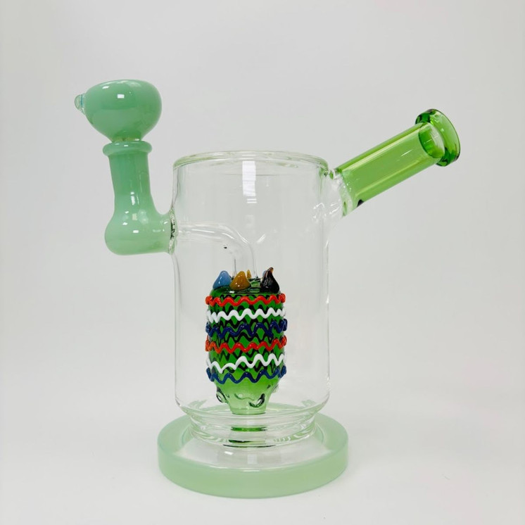 7 Inches - Waterpipe With Art Shower Perc (RH-189)-MINT GREEN
