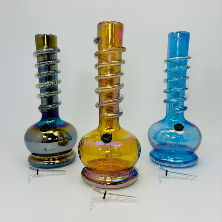12 Inches - Soft Glass Waterpipe (GR-Y-96) Assorted Colors