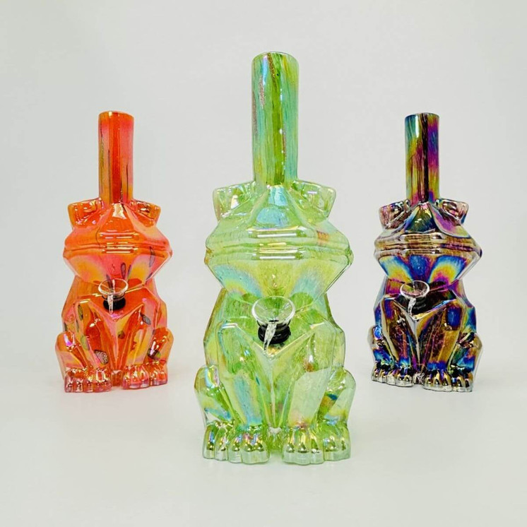 Soft Glass Frog Waterpipe - 10 Inches - Assorted Colors - GR-Y-53