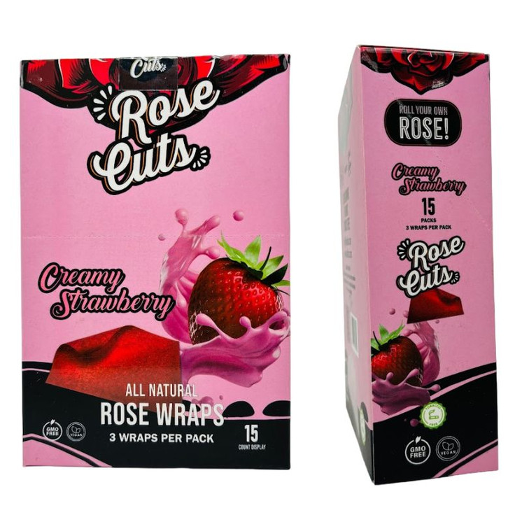 Rose Cuts - Rose Wraps - 3 Wraps Per Pack - 15 Counts Per Box-PINK CREAMY STRAWBERRY