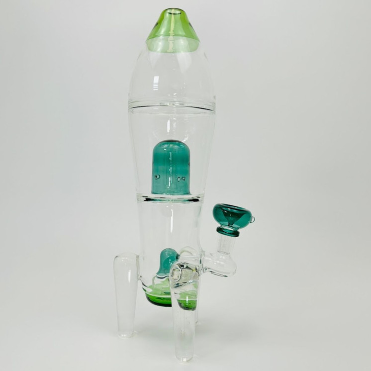 13 Inches - Waterpipe Space Rocket - RH-184-GREEN MINT