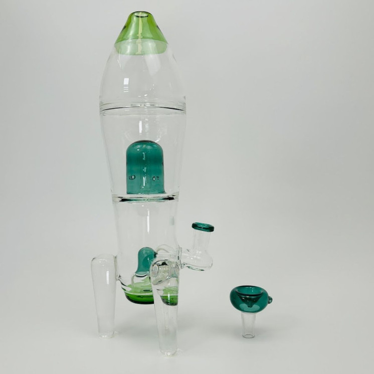 13 Inches - Waterpipe Space Rocket - RH-184-GREEN MINT