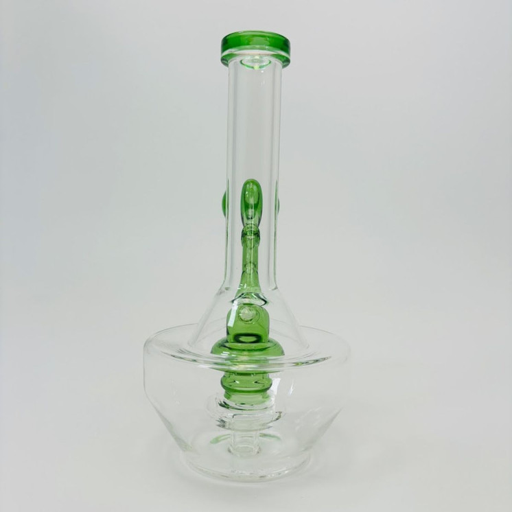 Wide Base Waterpipe With Color Showerhead Perc - 8 Inches - (RH-209)-Green
